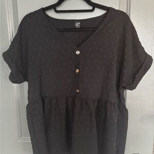 Black Peplum Women's Blouse